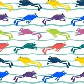 Small scale • Colorful frogs swimming