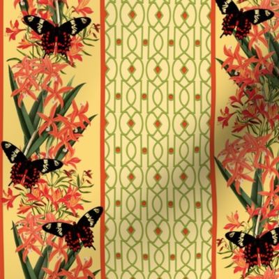 ORCHID AND LILY STRIPE - TERRACE GARDEN COLLECTION (MAIZE)