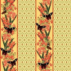 ORCHID AND LILY STRIPE - TERRACE GARDEN COLLECTION (MAIZE)