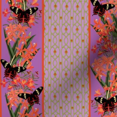 ORCHID AND LILY STRIPE - TERRACE GARDEN COLLECTION (MULBERRY)