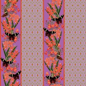 ORCHID AND LILY STRIPE - TERRACE GARDEN COLLECTION (MULBERRY)