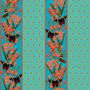 ORCHID AND LILY STRIPE - TERRACE GARDEN COLLECTION (SKY)