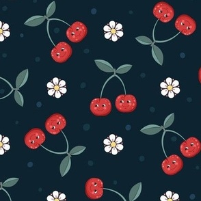 Cherries pattern blue