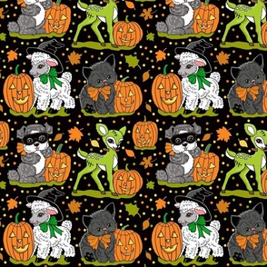 Halloween critters on black 10x10