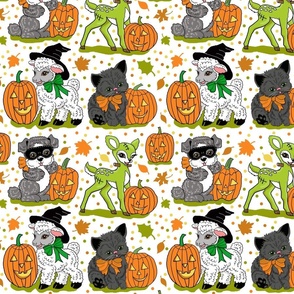 Halloween critters on white 10x10