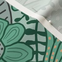 Butterfly Tea Towel 2 - grey / green