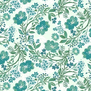 Green Floral Wallpaper Fabric, Wallpaper and Home Decor | Spoonflower