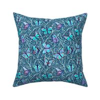 Butterfly Art Nouveau in Dark Blue and Purple - small print