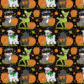 Halloween critters on black 8x8