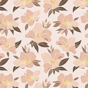 Garden Flowers // Normal Scale // Creame Flowers // Botanical Vibe // Beige background // 