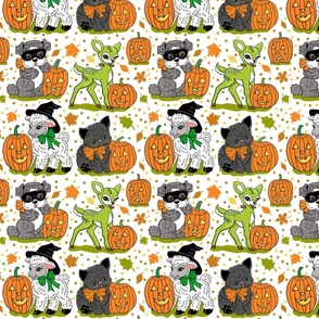 Halloween critters on white 8x8