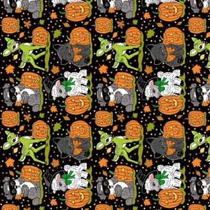 Halloween critters on black 8x8 sideways