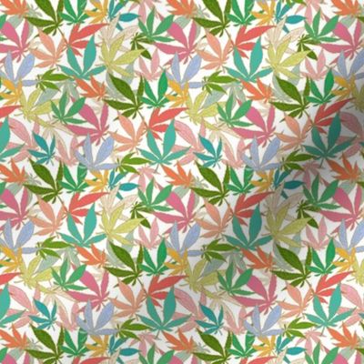 HAPPY CANNABIS LEAVES - White