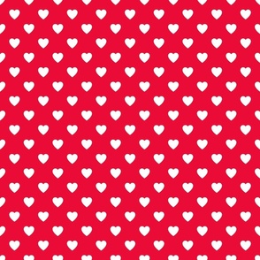 White Valentine Heart Icons on Red Medium