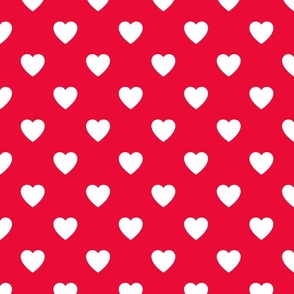  White Valentine Heart Icons on Red Large