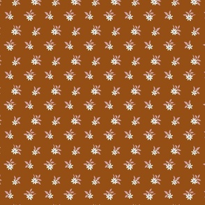 Small Ditsy Scattered Daisy Florals on Burnt Orange