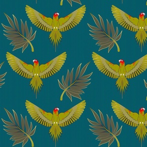 WILD PARROTS - TEAL - LARGE SCALE