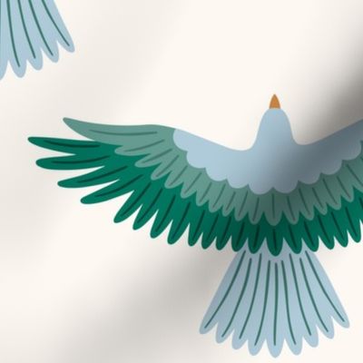 Birds of Prey Red Kite - Blue/Green on White 12"
