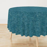 Shibori Stars on Teal | Night sky fabric, block printed gold stars on shibori linen pattern, block print stars on blue green, constellations, blue star fabric.