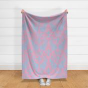 Light Blue Acanthus Fleur de Lis on Pale Raspberry Pink Background