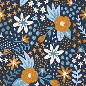 Tonal Floral - Navy Ground