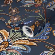 Chinoiserie floral - Blue navy - Chinoiserie Floral Wallpaper - Medium