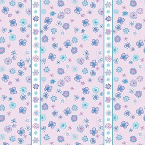Wee Flowers: Stripe and Scatter - pale lavender