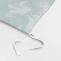 Light Blue Acanthus Fleur de Lis on Teal Background