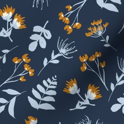 Medium // Cassia: Hand-painted Floral Botanicals - Blue
