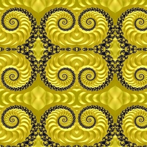 Timid Bold in Yellow Horizontal Fractal Spiral with 3Depth