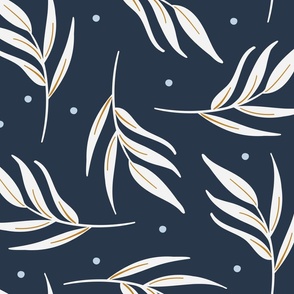 Autumn Leaves in Navy and Cream