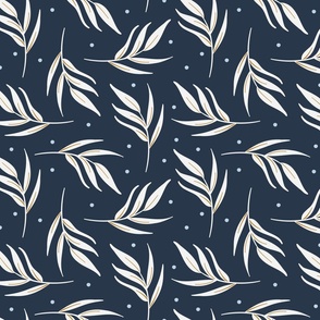 Autumn leaves in navy and cream (small)