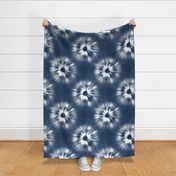 shibori - white circles on indigo blue - shibori fabric