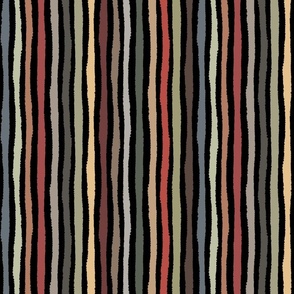 earthy crooked stripes on black - stripes fabric