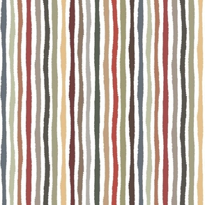 earthy crooked stripes on white - stripes fabric
