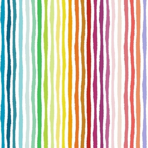 rainbow crooked stripes on white - stripes fabric