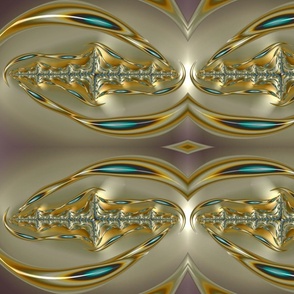 Golden Metallic Tanzanite Fractal  Jewelry Horizontal