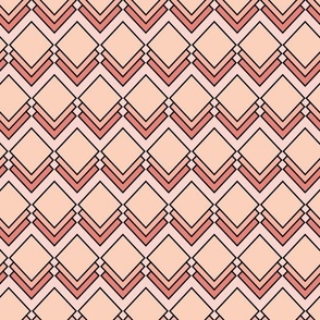 Orange 3D stacked tiles abstract geometric pattern on a peach background 