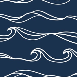 Navy Blue Ocean Waves