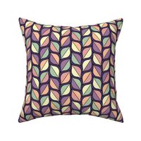 Unisex colorful pastel ogees geometric pattern on a dark and moody deep purple background