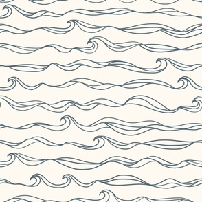 Ocean Waves on Off White
