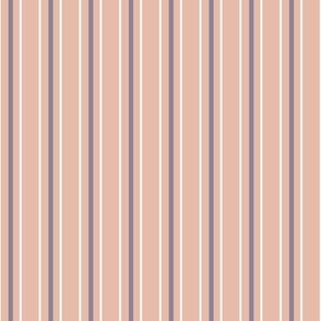 Classic purple and white stripes pattern on a soft pastel pink colored background