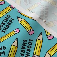 looking sharp! - schools supplies - pencil valentines - blue - LAD21