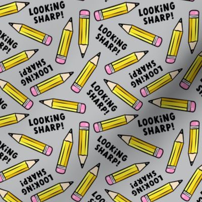 looking sharp! - schools supplies - pencil valentines - grey - LAD21