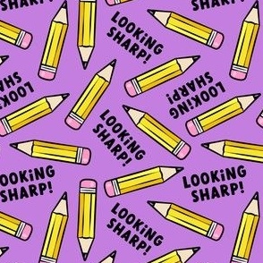 looking sharp! - schools supplies - pencil valentines - purple - LAD21