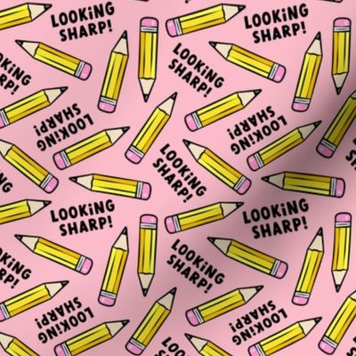 looking sharp! - schools supplies - pencil valentines - pink - LAD21