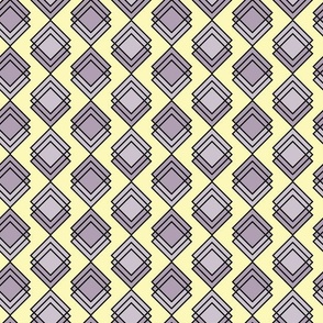 Art Deco inspired pastel squares geometric pattern on a yellow background 