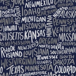 US States Scribbles Grey