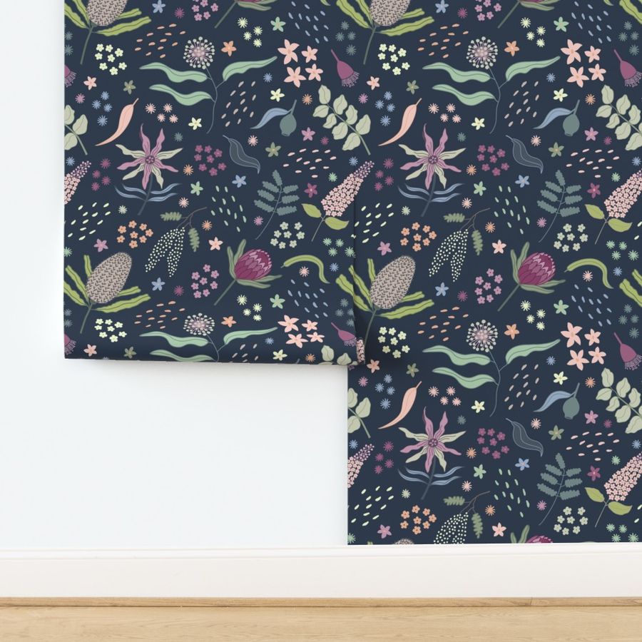 Hand drawn Australian native flower Wallpaper | Spoonflower