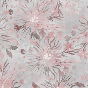 Blush Pink Grey Watercolor Flower Pattern